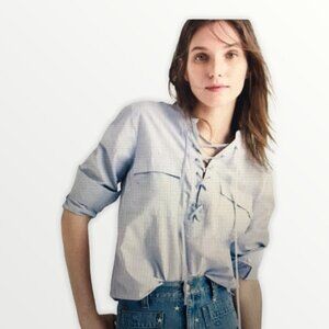NWOT - Madewell Terrace Lace-Up Long Sleeve Blouse